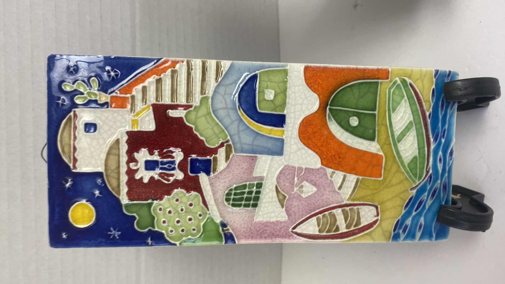 Photo 1 of  2- CREAZIONI LUCIANO SIGNED TILES FROM ITALY LARGEST 4” x 9”