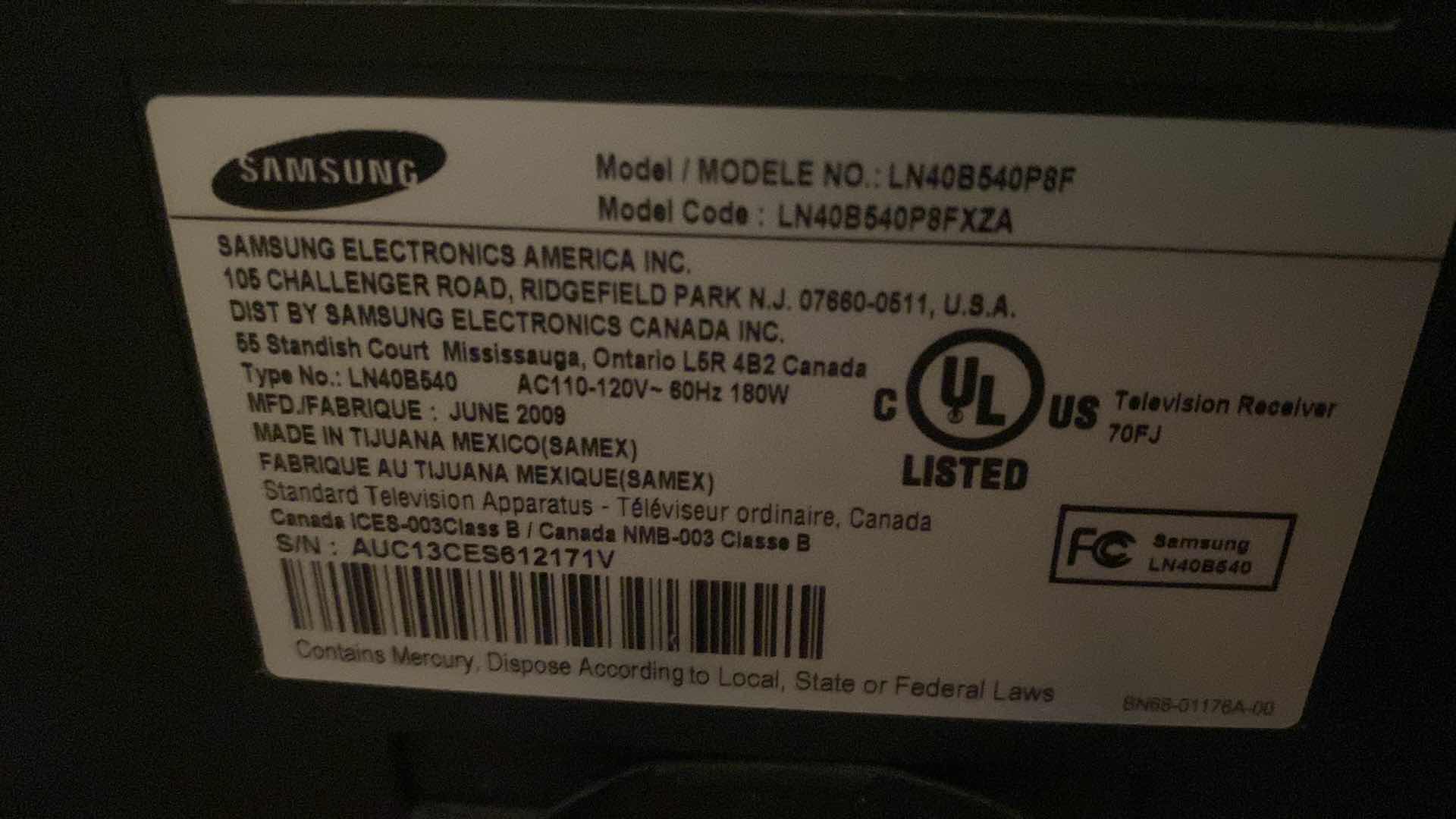 Photo 3 of 40” SAMSUNG TV WITH REMOTE