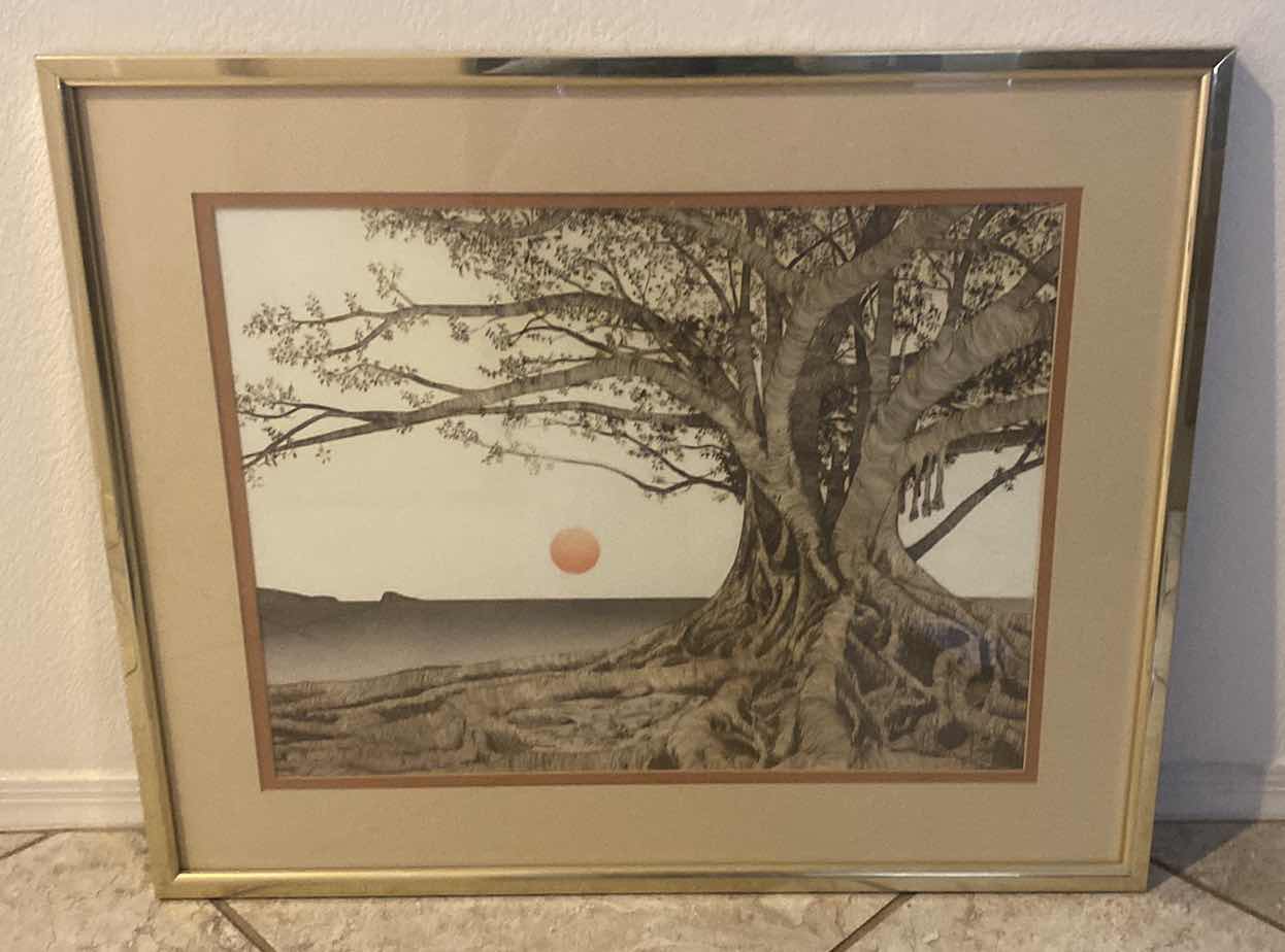 Photo 1 of $250 FRAMED & MATTED MICHAEL ARTH 1976 LITHOGRAPH “TROPICAL FIG TREE”  ARTWORK 28” x 23”