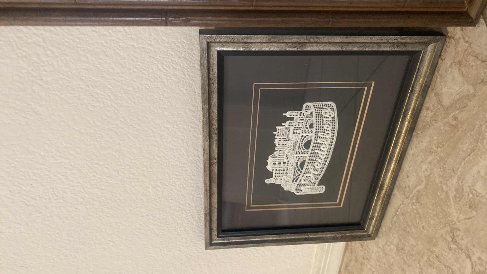 View 2 of 3 WALL DECOR-MIRROR BAROMETER & FRAMED HEIDELBERG ARTWORK 11” x 9 1/2”