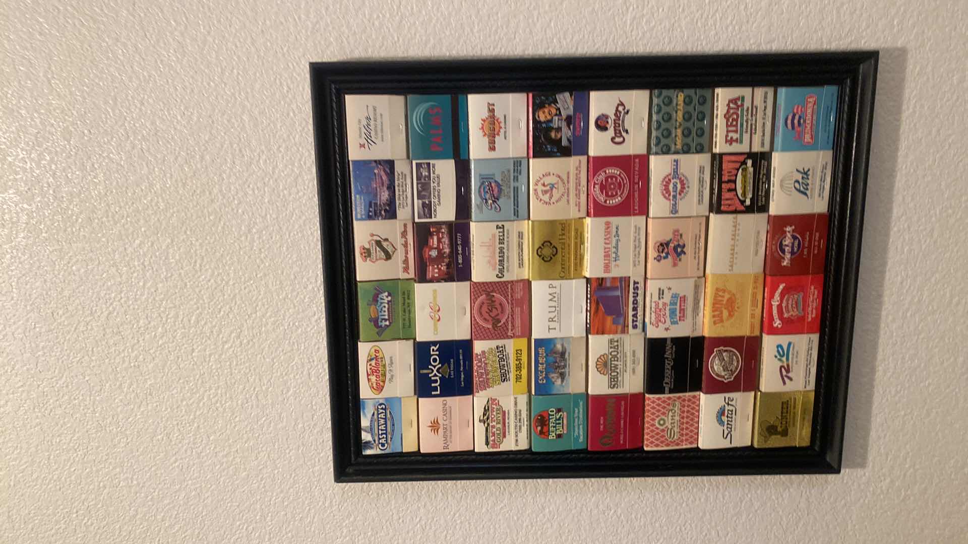 Photo 1 of 5 FRAMES OF MATCHES FROM CASINOS & SHOEBOX OF MATCHES