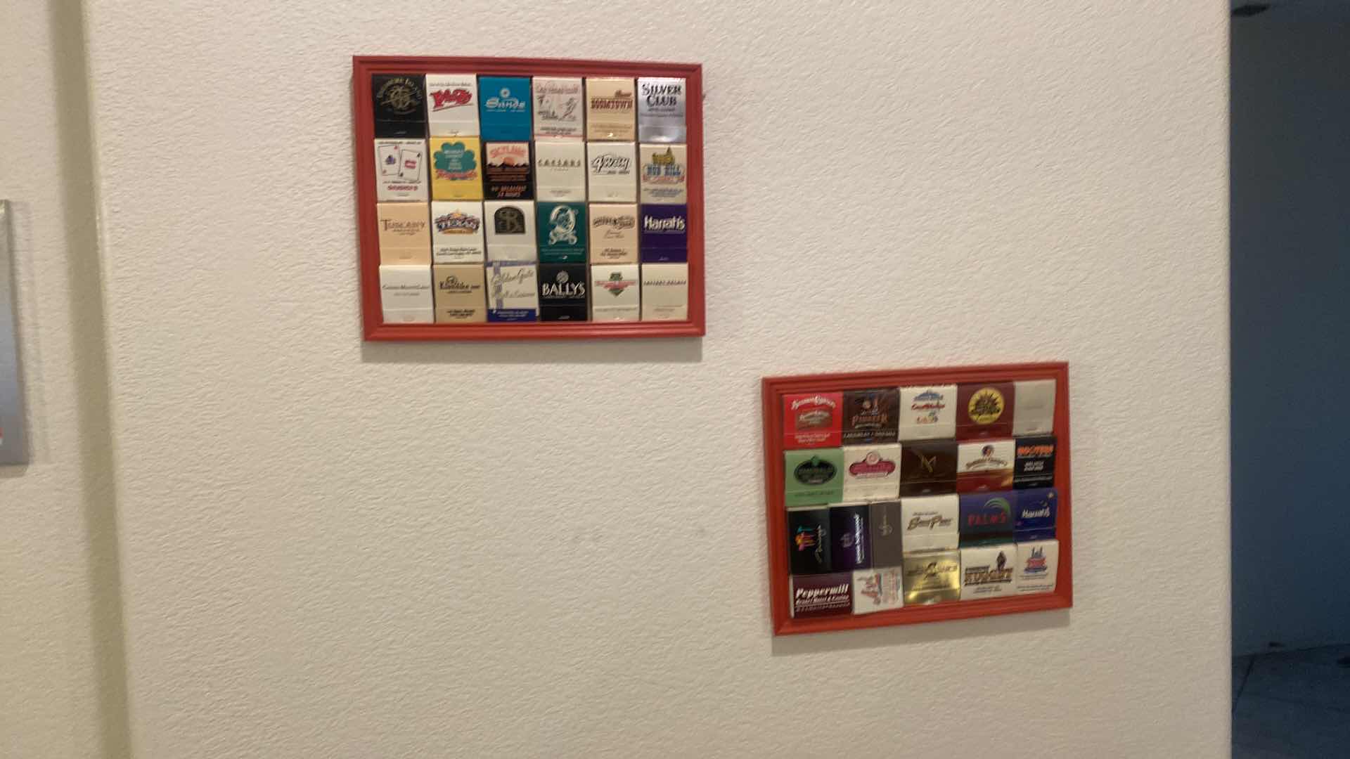 Photo 4 of 5 FRAMES OF MATCHES FROM CASINOS & SHOEBOX OF MATCHES