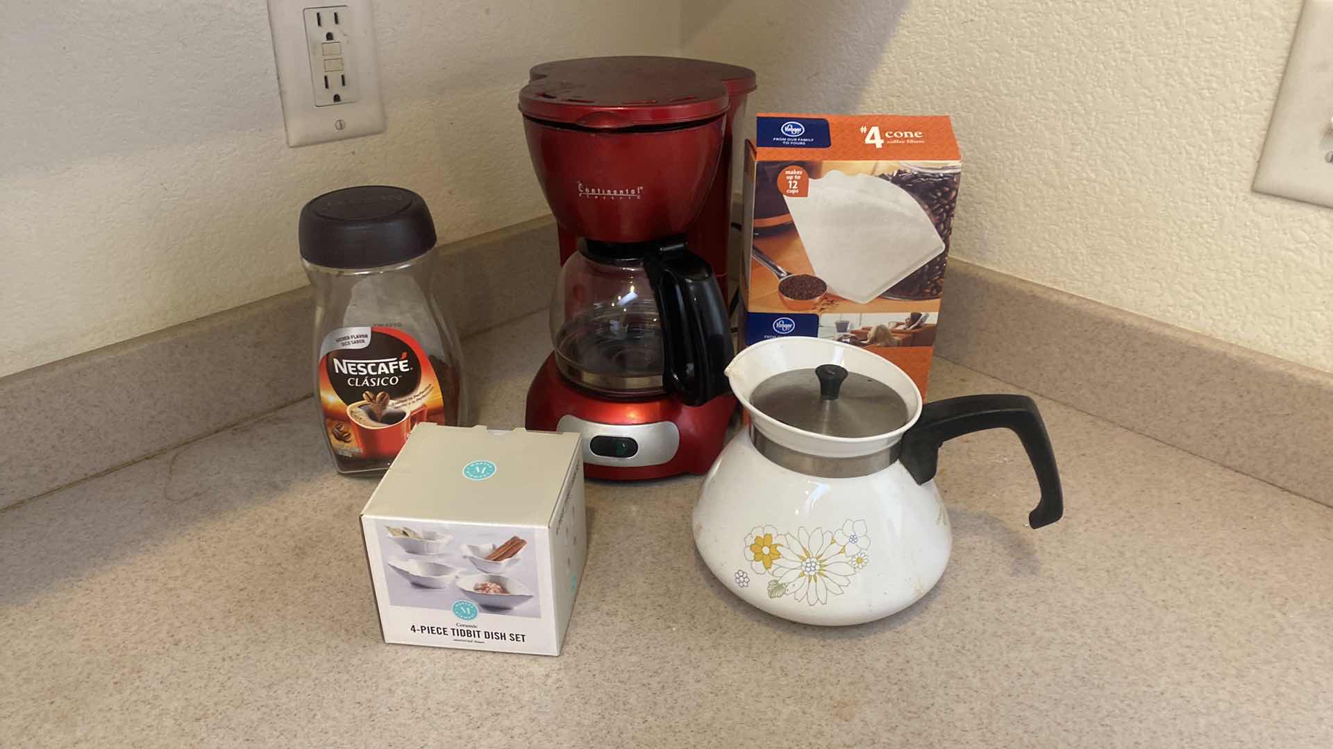 Photo 1 of 4 COFFEE POTS FILTERS & COFFEE & NEW TIDBIT DISH SET