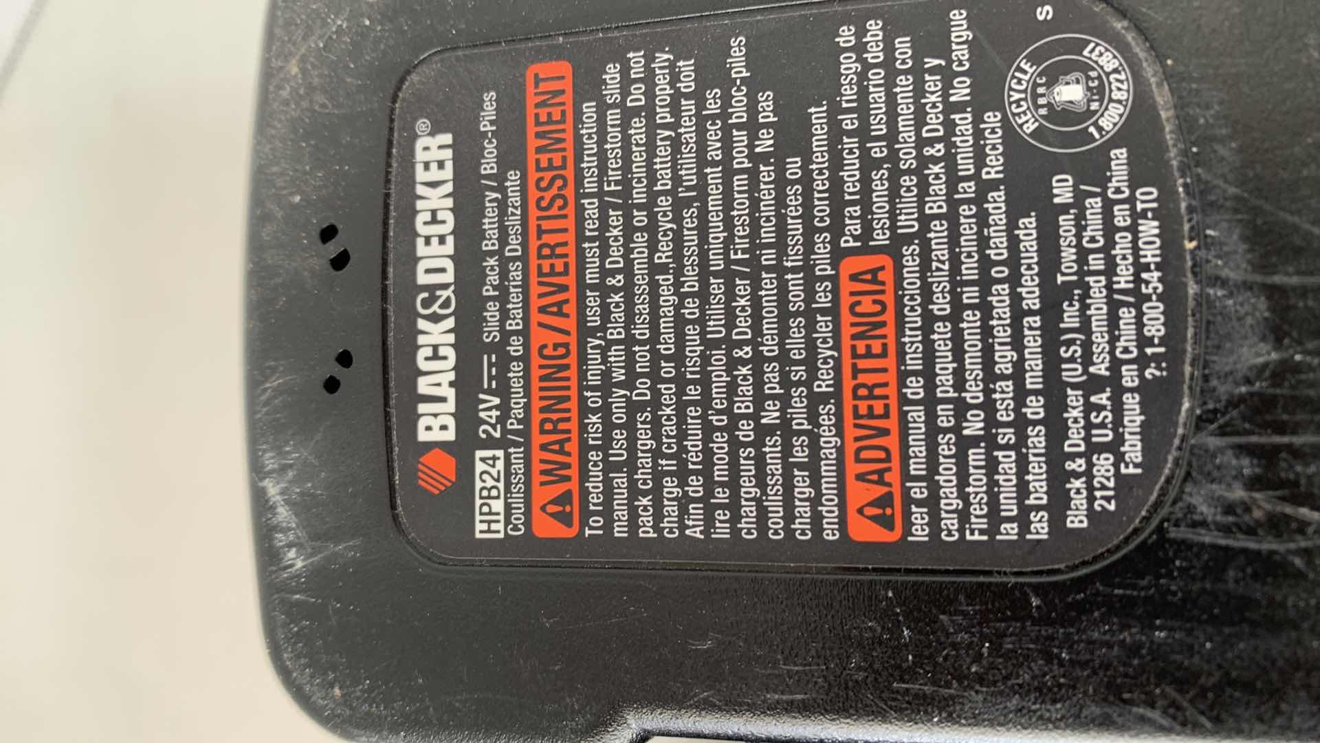 Photo 1 of 2-BLACK AND DECKER 24V BATTERIES