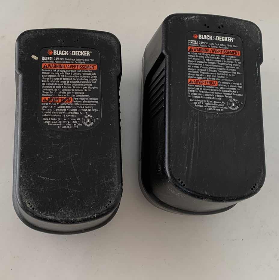 Photo 1 of 2-BLACK AND DECKER 24V BATTERIES