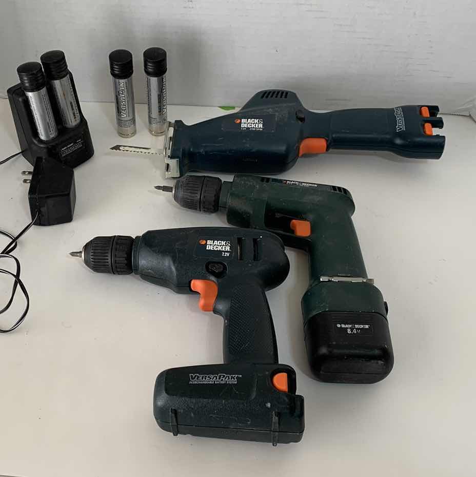 Photo 1 of 3-BLACK AND DECKER VERSAPAK CORDLESS TOOLS, BATTERIES AND CHARGER