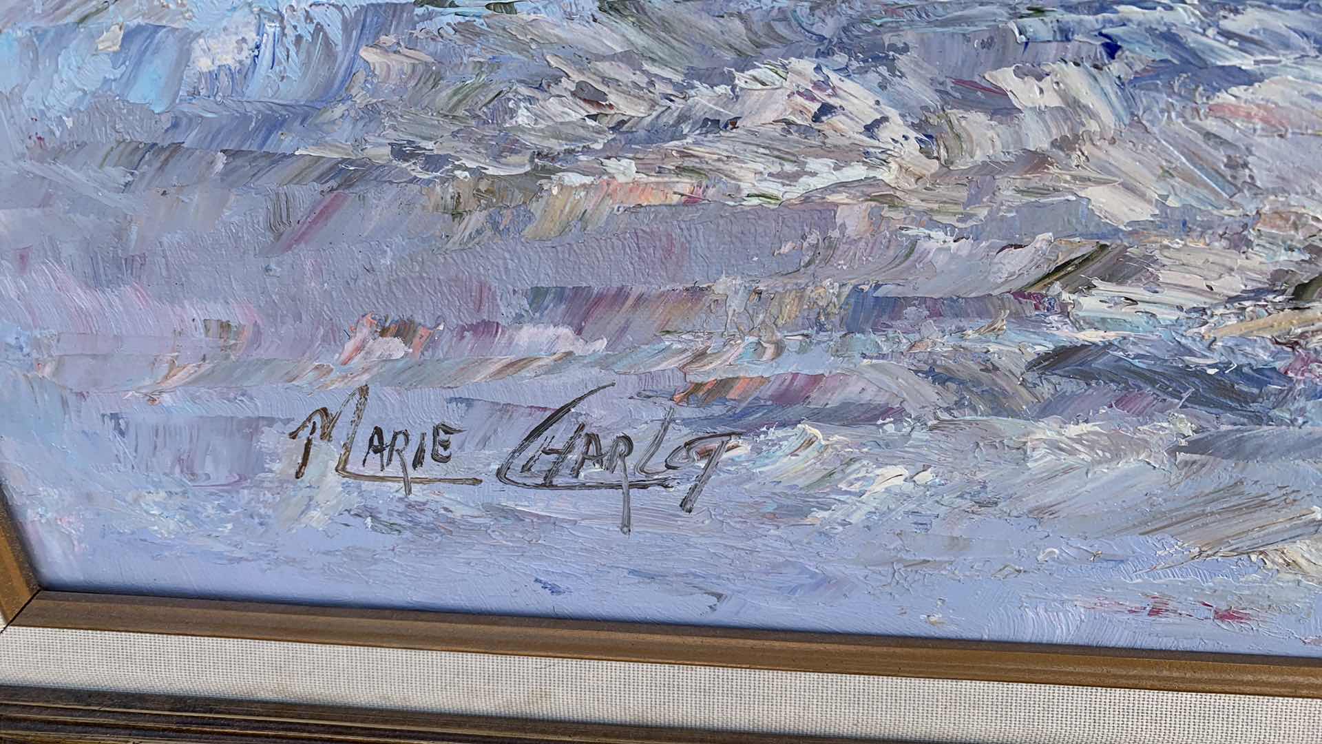 Photo 1 of "FIGURES ON THE BEACH" ORIGINAL OIL PAINTING SIGNED BY MARIE CHARLOT 32” X 27”