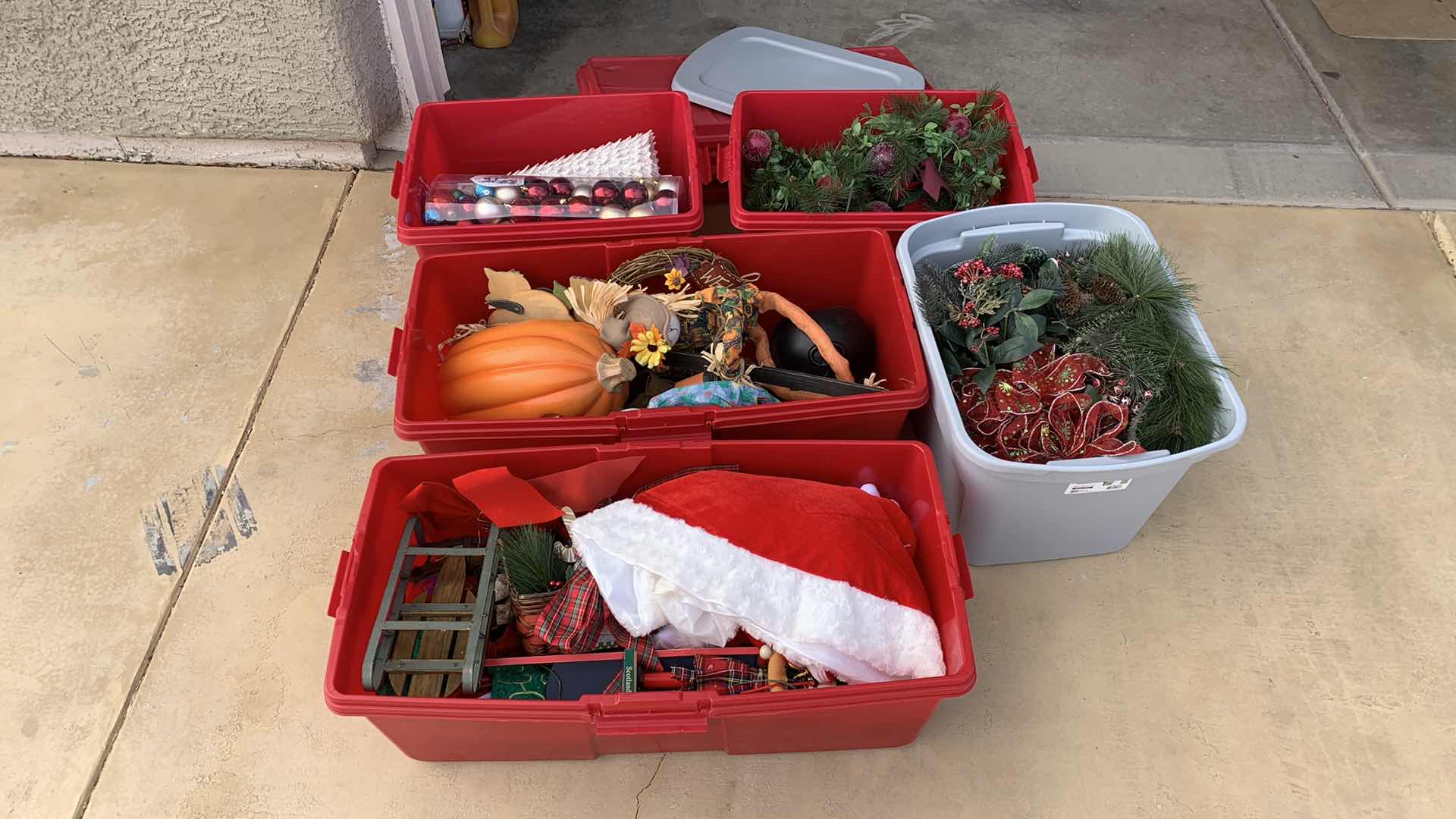 Photo 1 of 5-TOTES OF HOLIDAY DECORATIONS
