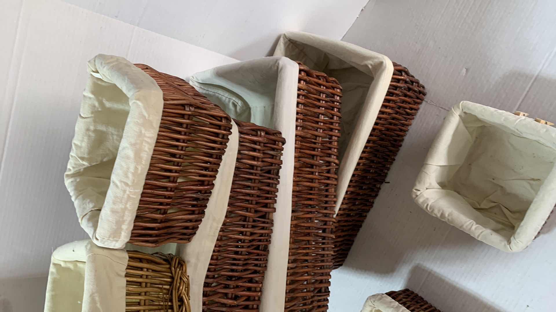 Photo 1 of 7-RATTAN BASKETS WITH CLOTH LINERS