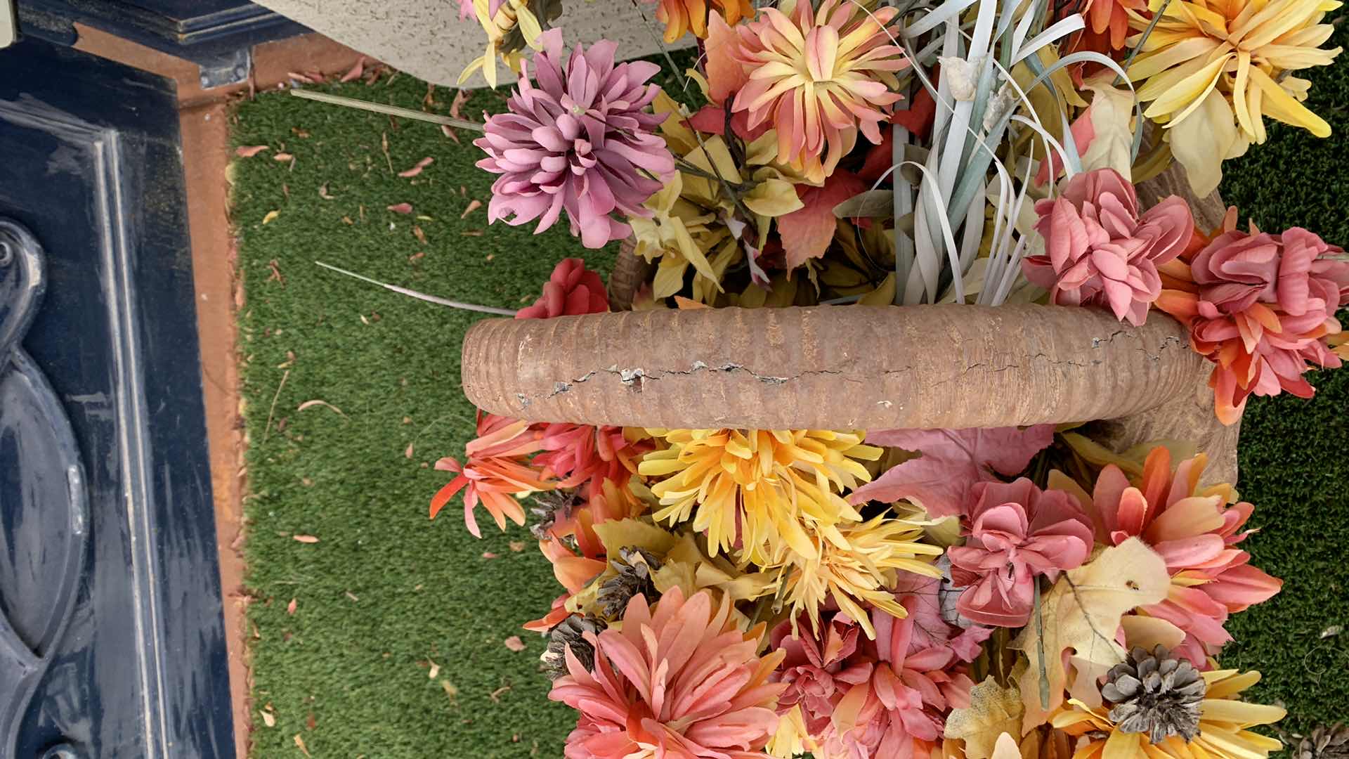 Photo 1 of 2-VERY HEAVY CONCRETE FLOWER BASKETS 17” X 24”