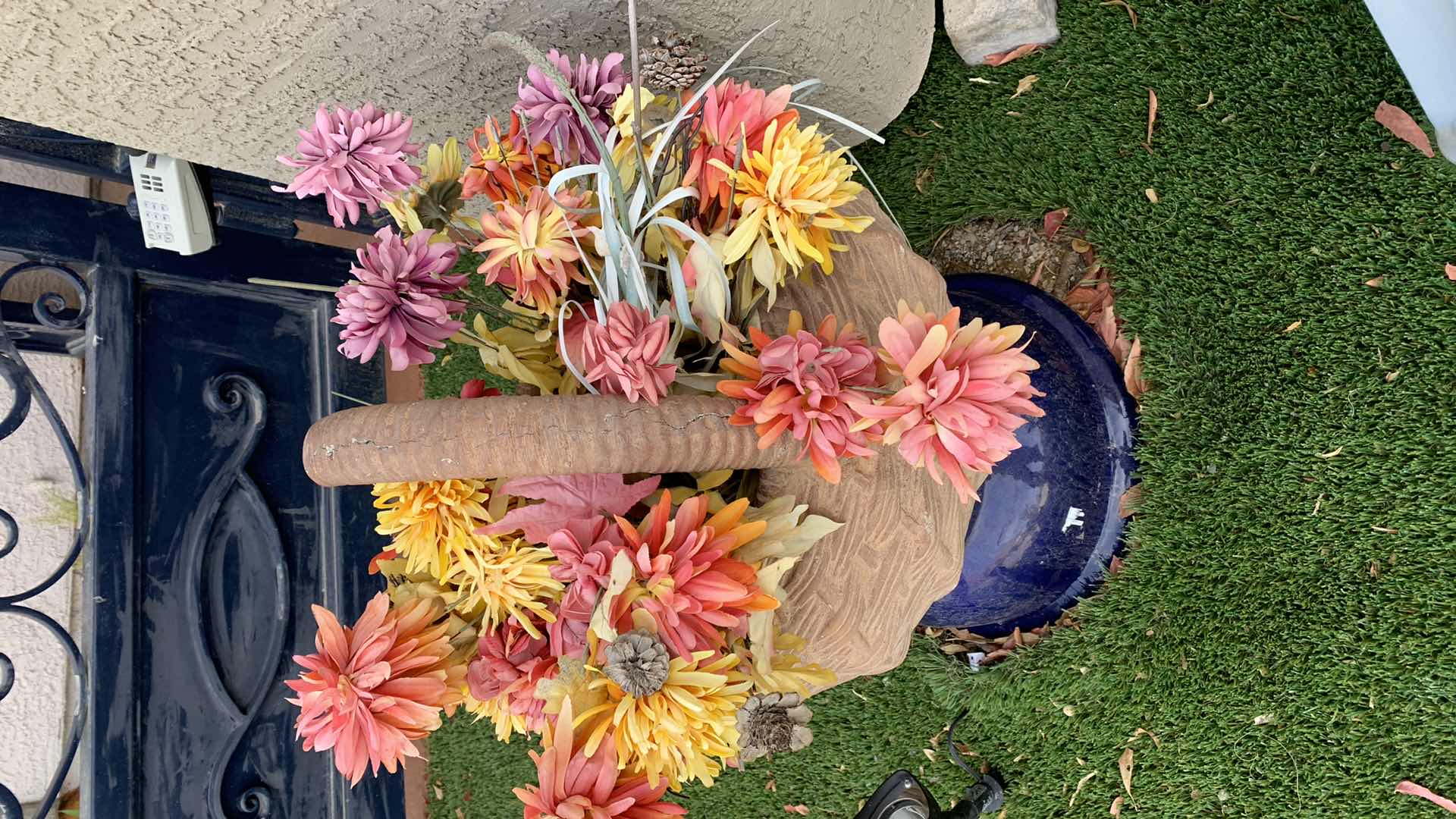Photo 1 of 2-VERY HEAVY CONCRETE FLOWER BASKETS 17” X 24”