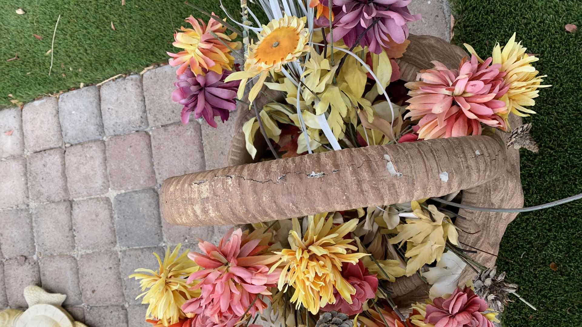 Photo 1 of 2-VERY HEAVY CONCRETE FLOWER BASKETS 17” X 24”