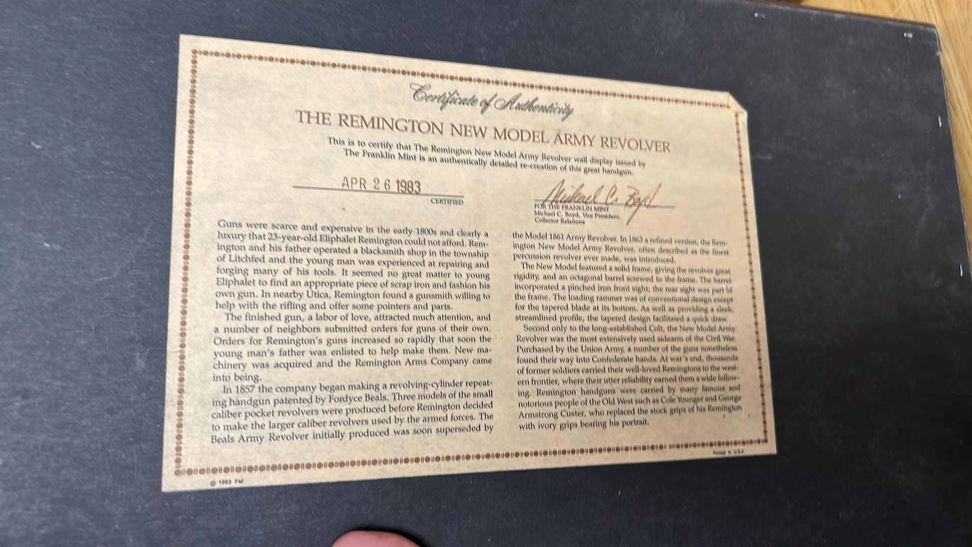 Photo 1 of FRANKLIN MINT REPLICA REMINGTON NEW MODEL ARMY