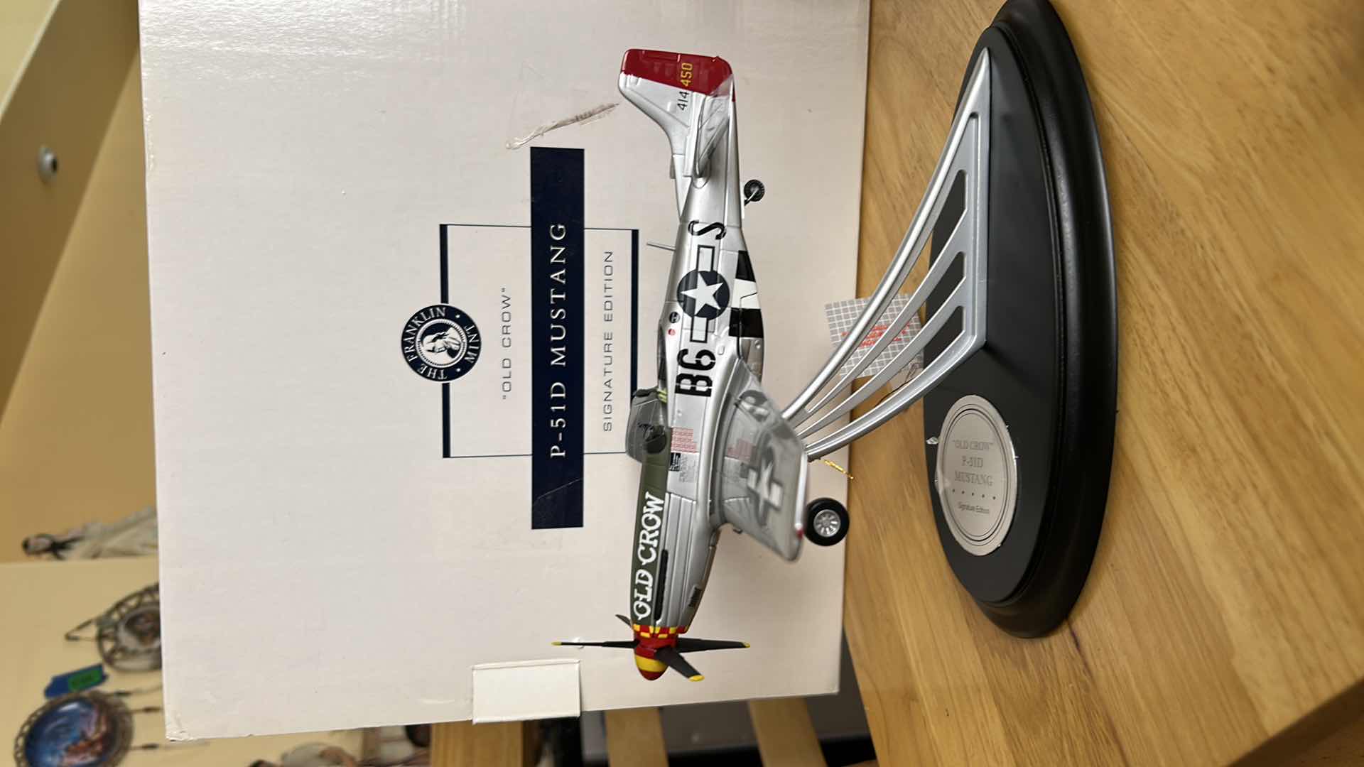 Photo 1 of  MINT CONDITION IN BOX -NUMBERED SIGNATURE EDITION WITH COA - MODEL OF NIRTH AMERICAN P-51D MUSTANG FIGHTER PLANE. - specifically the "Old Crow" flown by WWII Triple Ace fighter pilot Colonel Clarence 'Bud' Anderson.