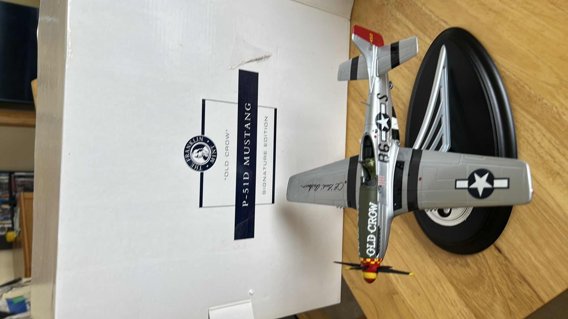 Photo 1 of  MINT CONDITION IN BOX -NUMBERED SIGNATURE EDITION WITH COA - MODEL OF NIRTH AMERICAN P-51D MUSTANG FIGHTER PLANE. - specifically the "Old Crow" flown by WWII Triple Ace fighter pilot Colonel Clarence 'Bud' Anderson.