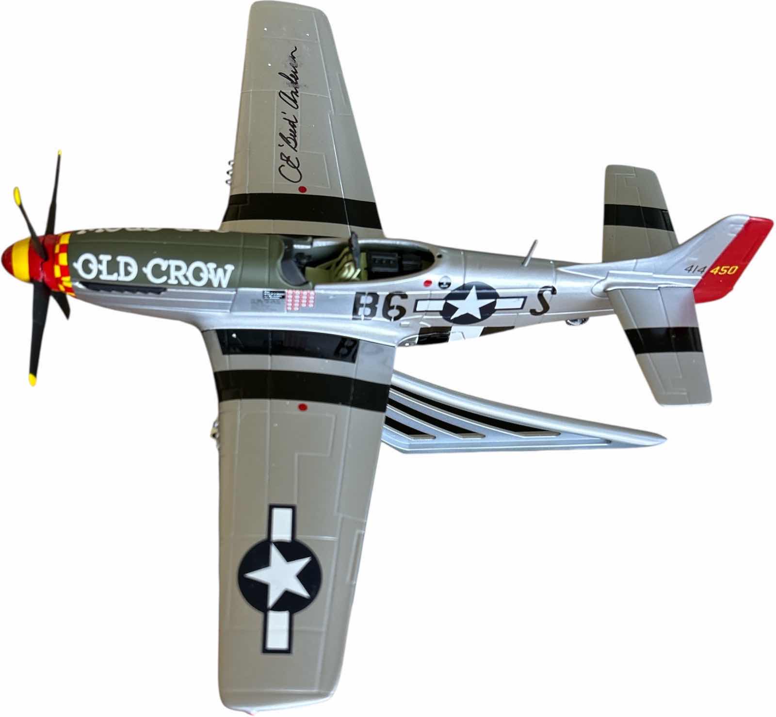 Photo 1 of  MINT CONDITION IN BOX -NUMBERED SIGNATURE EDITION WITH COA - MODEL OF NIRTH AMERICAN P-51D MUSTANG FIGHTER PLANE. - specifically the "Old Crow" flown by WWII Triple Ace fighter pilot Colonel Clarence 'Bud' Anderson.