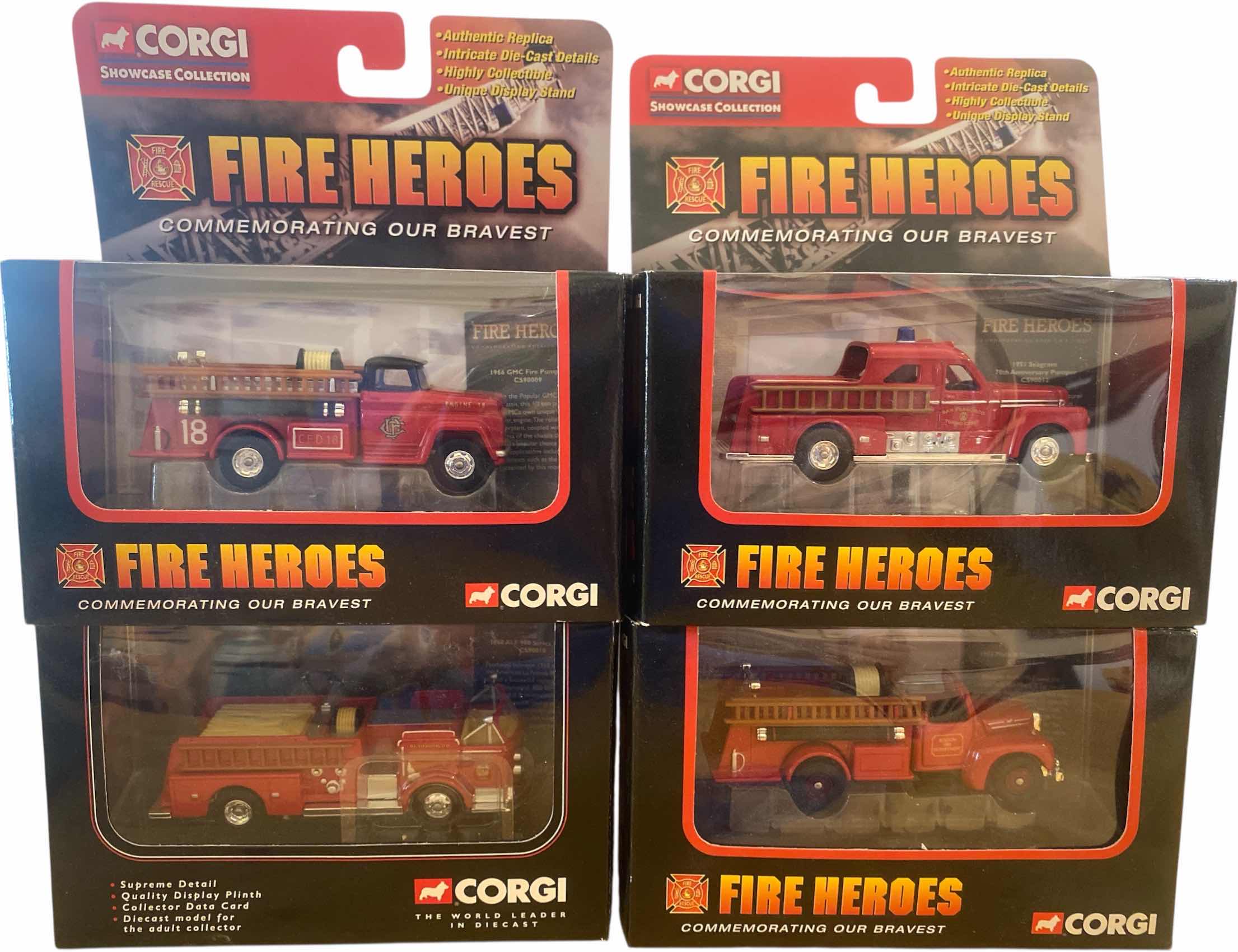 Photo 1 of 4 - CORGI SHOWCASE COLLECTION FIRE HEROES DIE CAST TRUCKS 4”