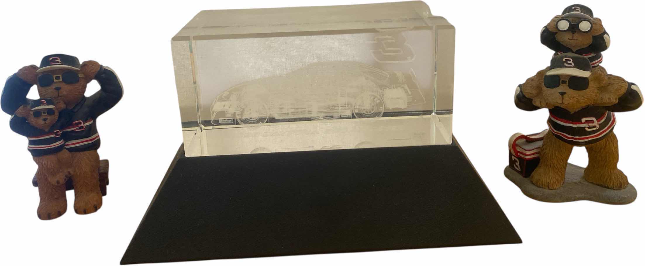 Photo 1 of 3 - DALE EARNHARDT JR.COLLECTIBLES - GLASS LIGHT UP 3D ETCHING & FIGURINES LARGEST 8” x 5” H41/2”