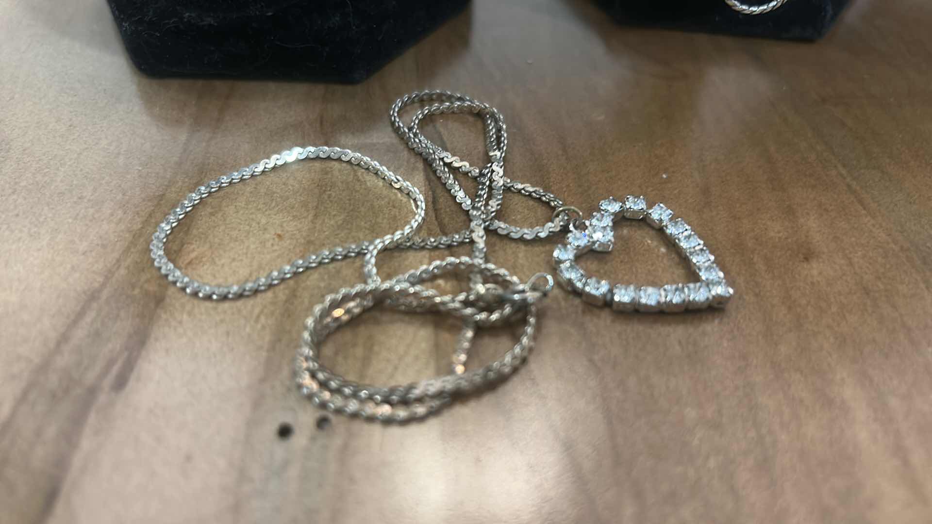 Photo 1 of 2 HEART NECKLACES: BRIGHTON SILVER-PLATED CRYSTAL LARIAT HEART NECKLACE, FEATURING A REVERSIBLE PENDANT AND A UNIQUE LOOP DESIGNED FOR CHARMS..925 STERLING CHAIN WITH CZ HEART