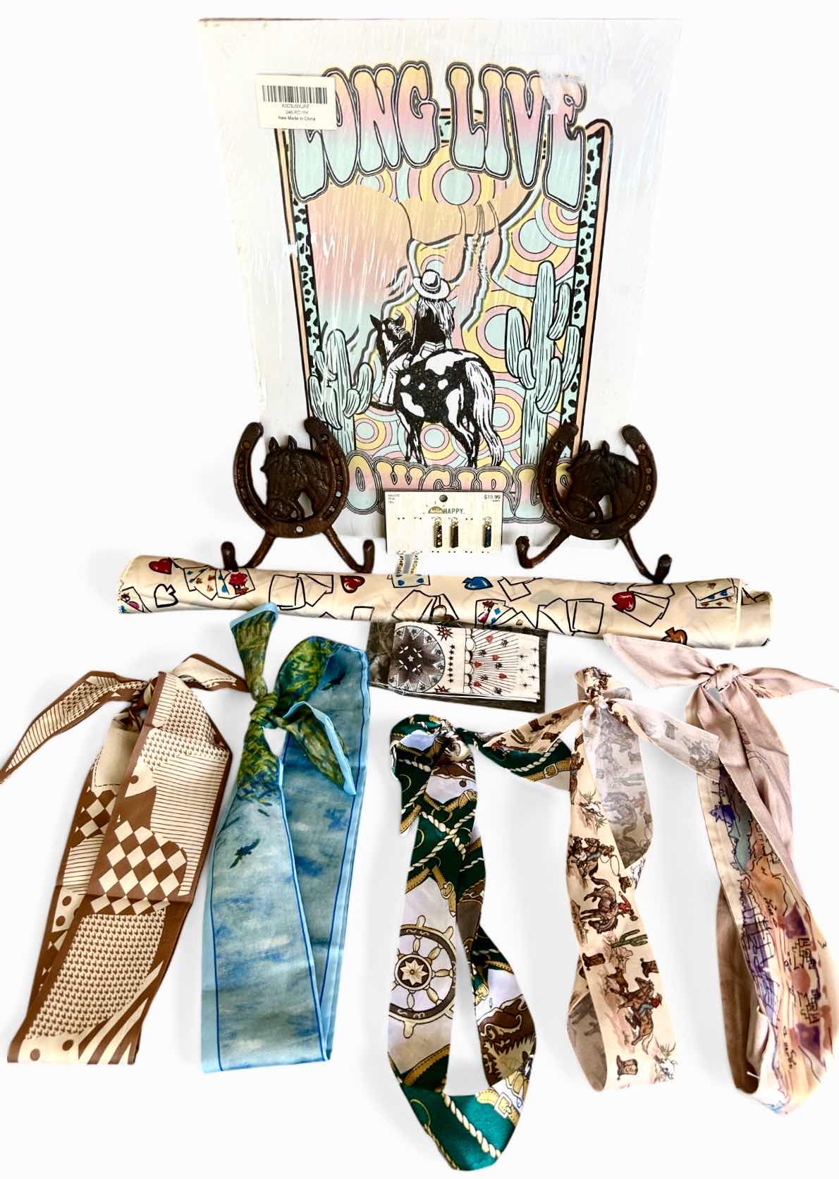 Photo 1 of HATBANDS, CHARMS, METAL HORSE/HORSESHOE WALL HOOKS AND ARTWORK