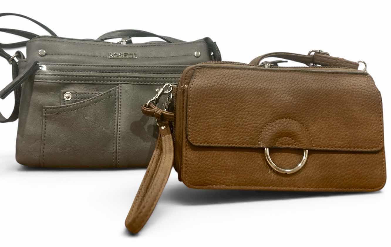 Photo 1 of BROWN BUENO FAUX LEATHER CROSSBODY BAG & GRAY ROSETTI CROSSBODY BAG