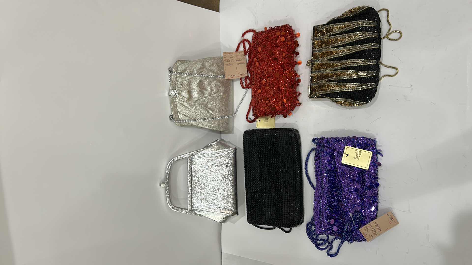 Photo 1 of 6 VINTAGE-STYLE BEADED PURSES  A RED BEADED BAG FROM RUBY LANE, GOLD BEADED CRYSTAL HANDBAG, AND A BLACK BEADED BAG