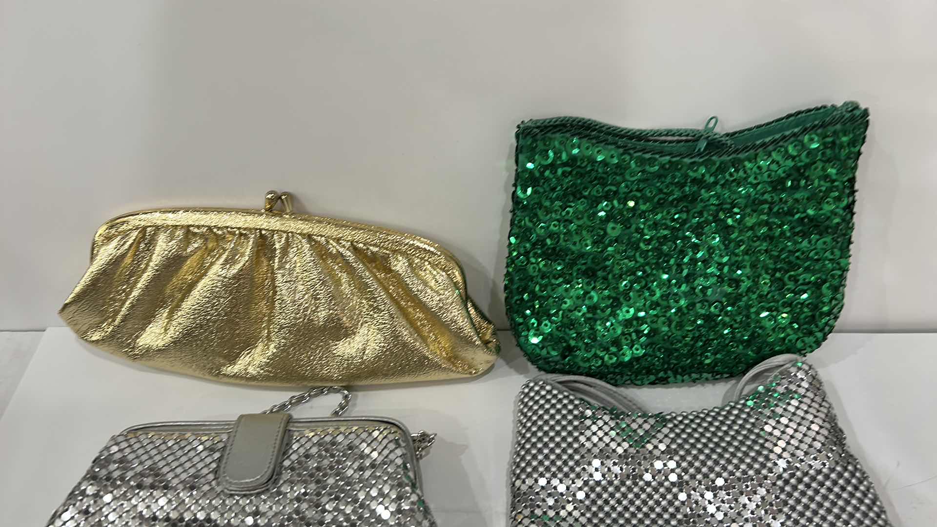 Photo 1 of 5 VINTAGE EVENING CLUTCHES / THREE OUT OF THE FIVE BAGS ARE ICONIC METAL MESH BAGS