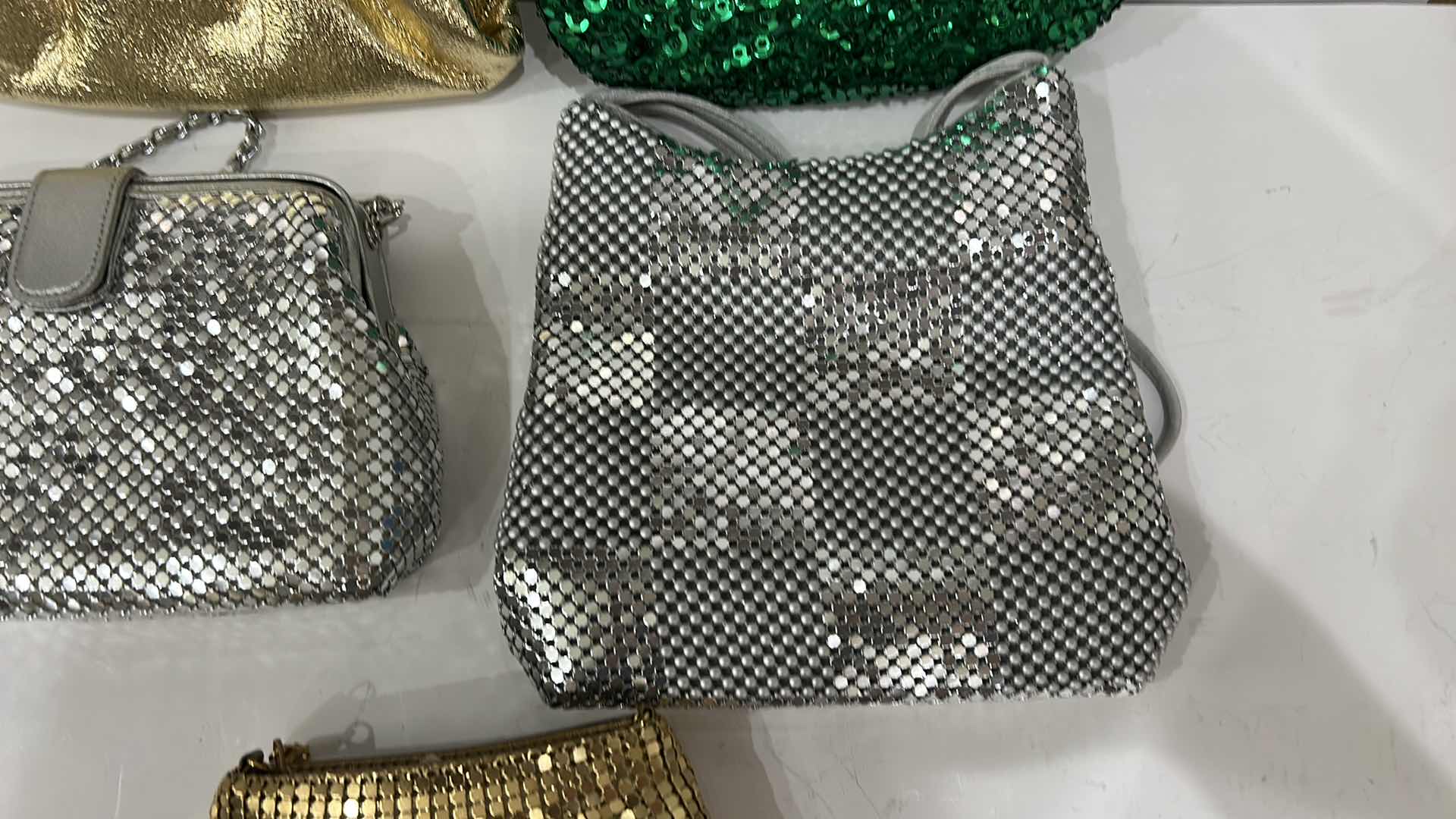 Photo 1 of 5 VINTAGE EVENING CLUTCHES / THREE OUT OF THE FIVE BAGS ARE ICONIC METAL MESH BAGS