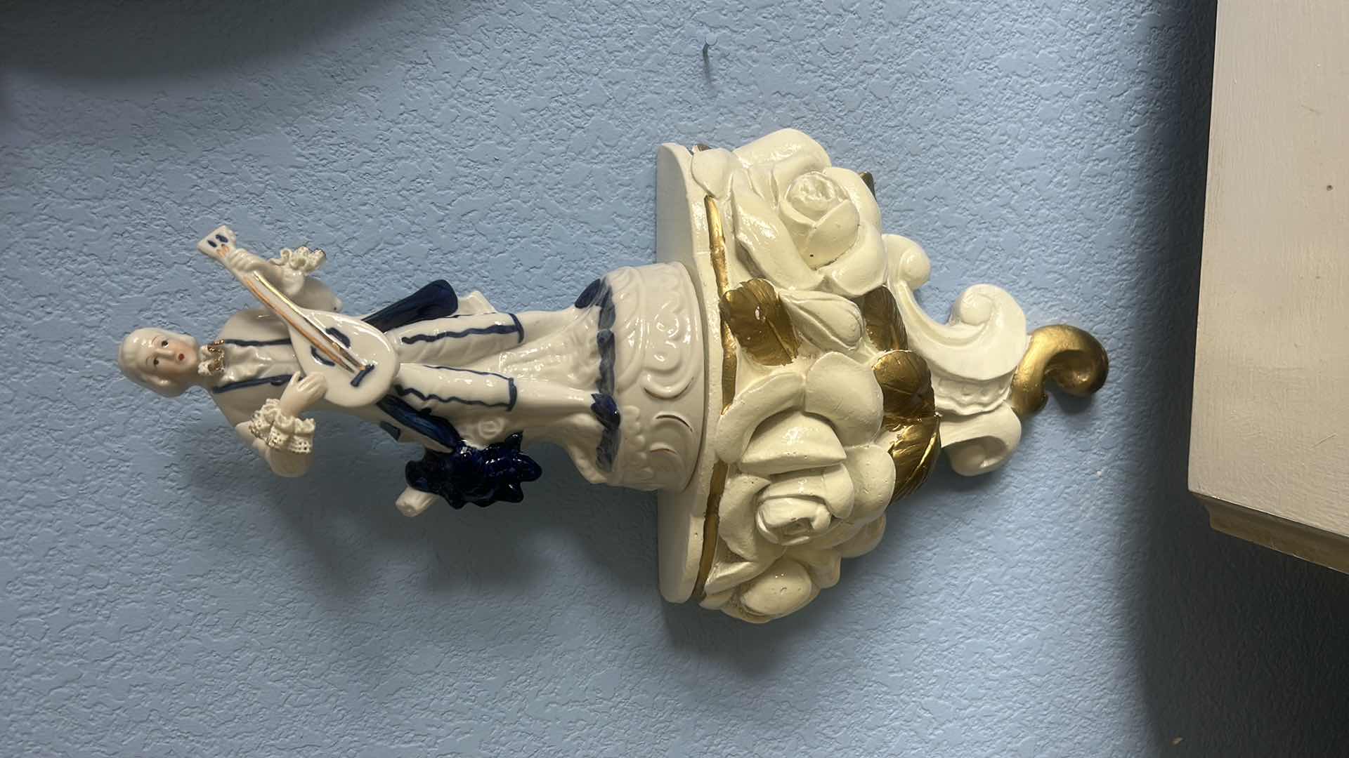 Photo 1 of 2 VINTAGE WALL SCONCES H9” AND TWO PORCELAIN STATUES H8.5”