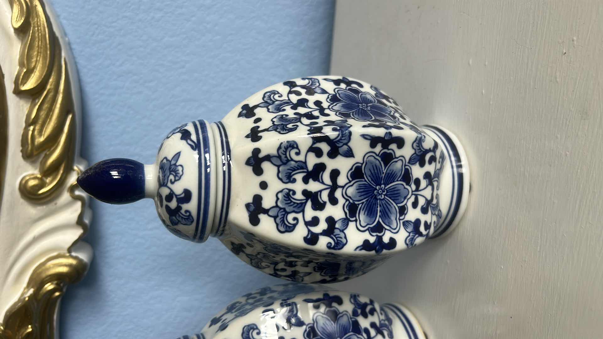 Photo 1 of 2 BLUE AND WHITE GINGER JARS H8.5”
