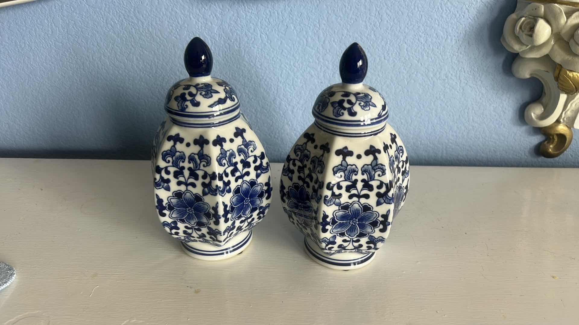 Photo 1 of 2 BLUE AND WHITE GINGER JARS H8.5”