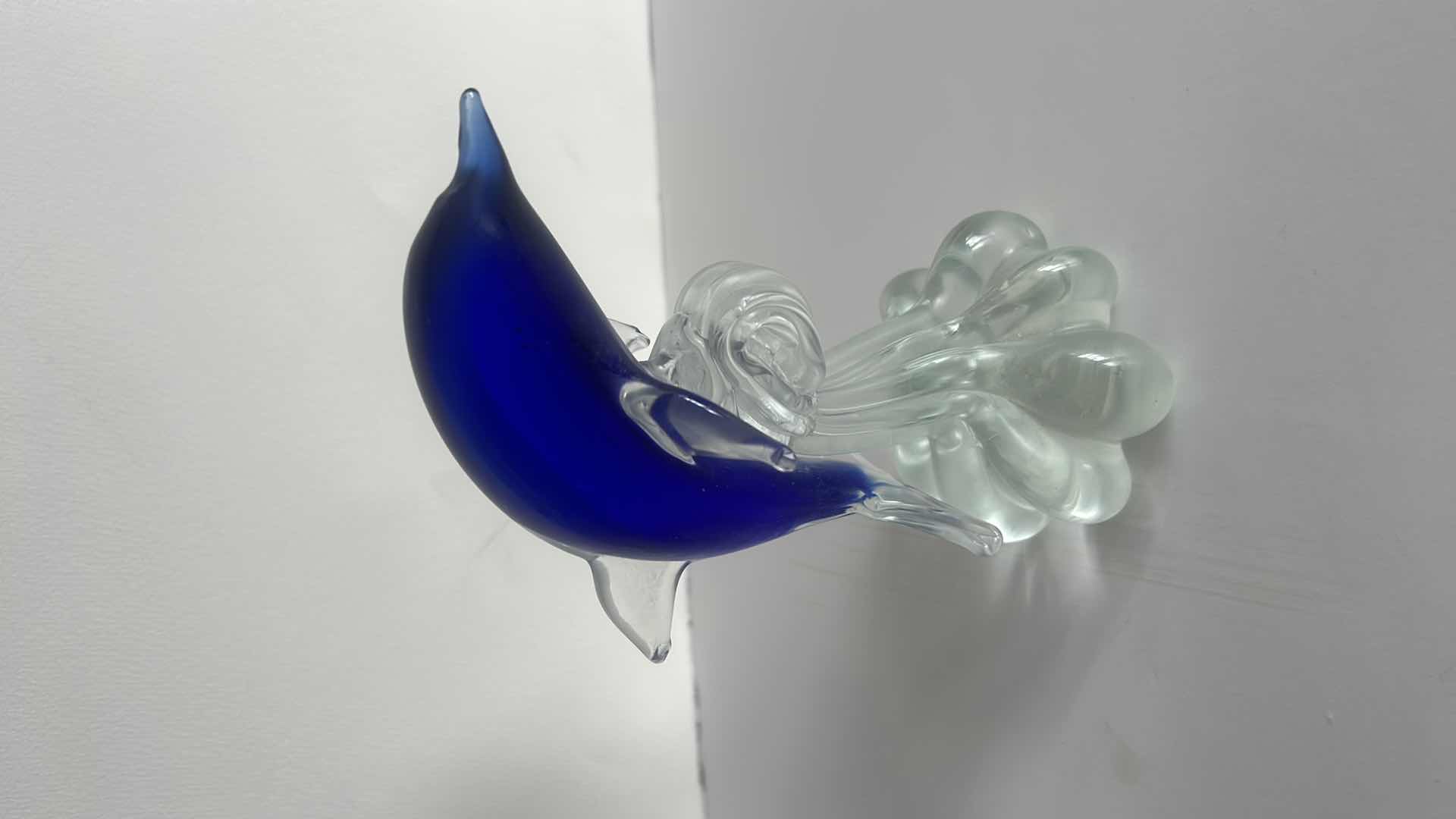 Photo 1 of 2 ART GLASS PIECES, DOLHIN AND WAVES H11”