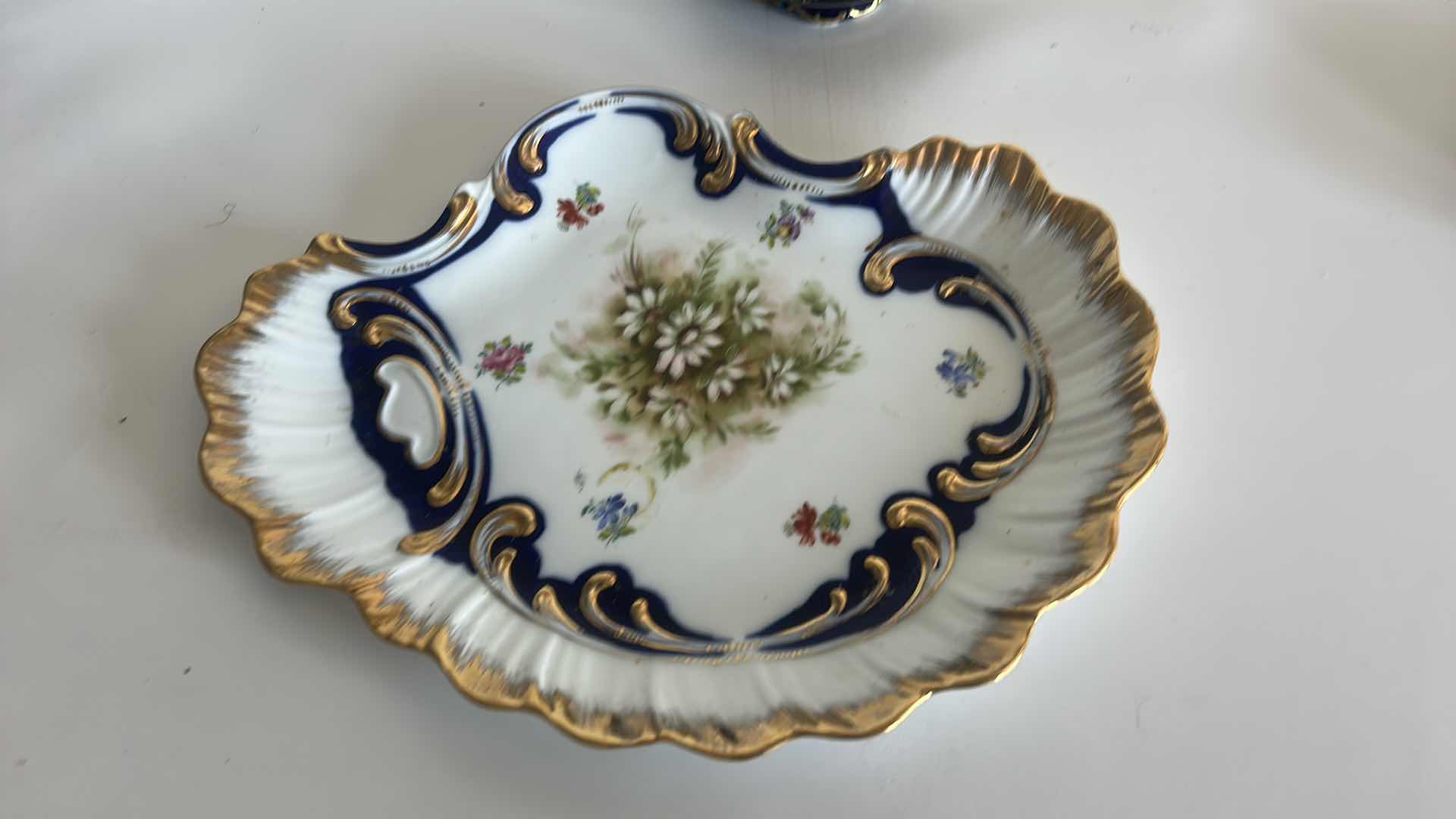 Photo 1 of 2- BLUE. WHITE & GOLD PORCELAIN PIECES, LIMOGES CHINA DISH, LINDNEL KUEPS BAVARIA ECHT COBALT 154,