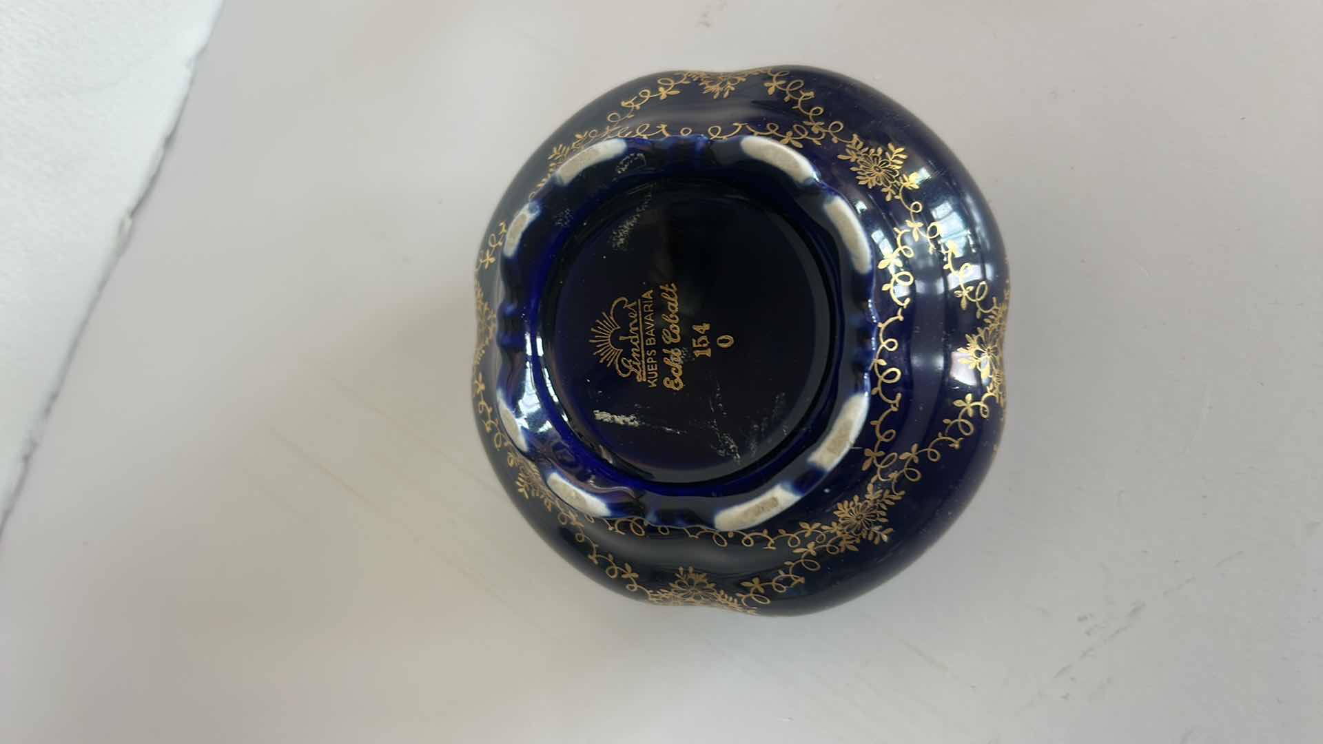 Photo 1 of 2- BLUE. WHITE & GOLD PORCELAIN PIECES, LIMOGES CHINA DISH, LINDNEL KUEPS BAVARIA ECHT COBALT 154,