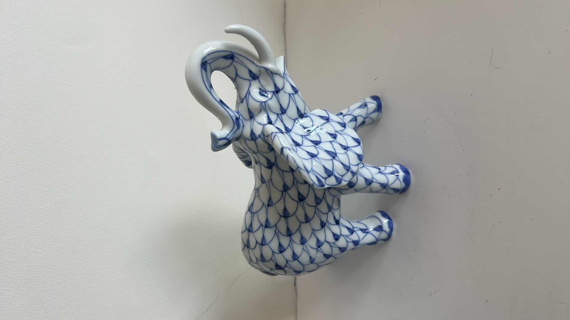 Photo 1 of 2 BLUE AND WHITE PORCELAIN ELEPHANTS H5.5”