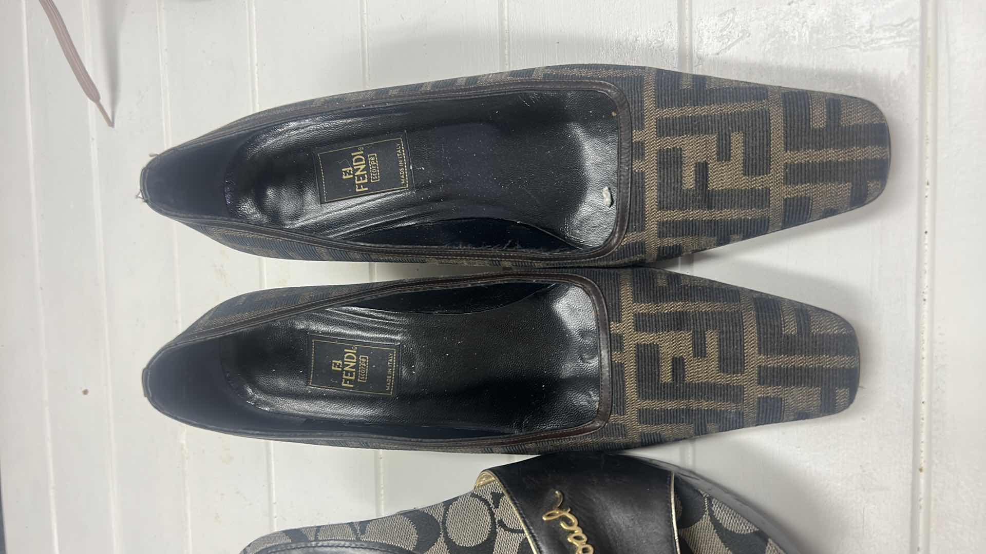 Photo 2 of 3 PAIRS WOMENS DESIGNER SHOES- COACH, FENDI & SAKS FIFTH AVE SIZE 10