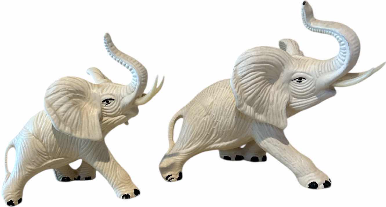Photo 1 of 2 CERAMIC ELEPHANT FIGURES (LARGEST H7”)