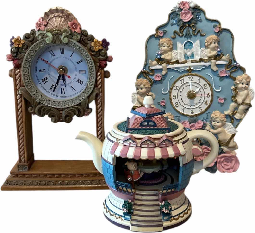 Photo 1 of 3 WHIMSICAL HOME DECOR PCS, 2 CLOCKS AND MUSIC BOX ( TALLEST H10”)