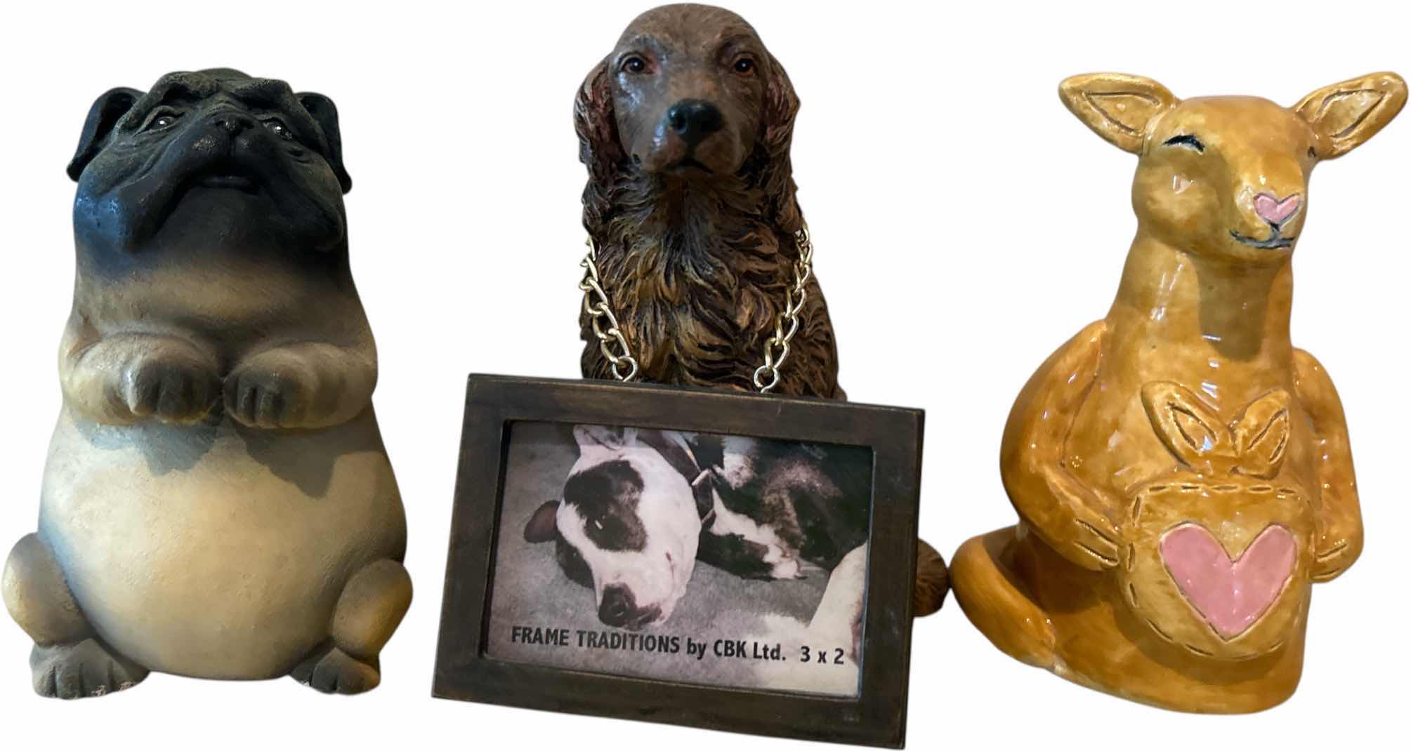Photo 1 of 3 FIGURES- 2 DOGS AND 1 KANGAROO H5.5”