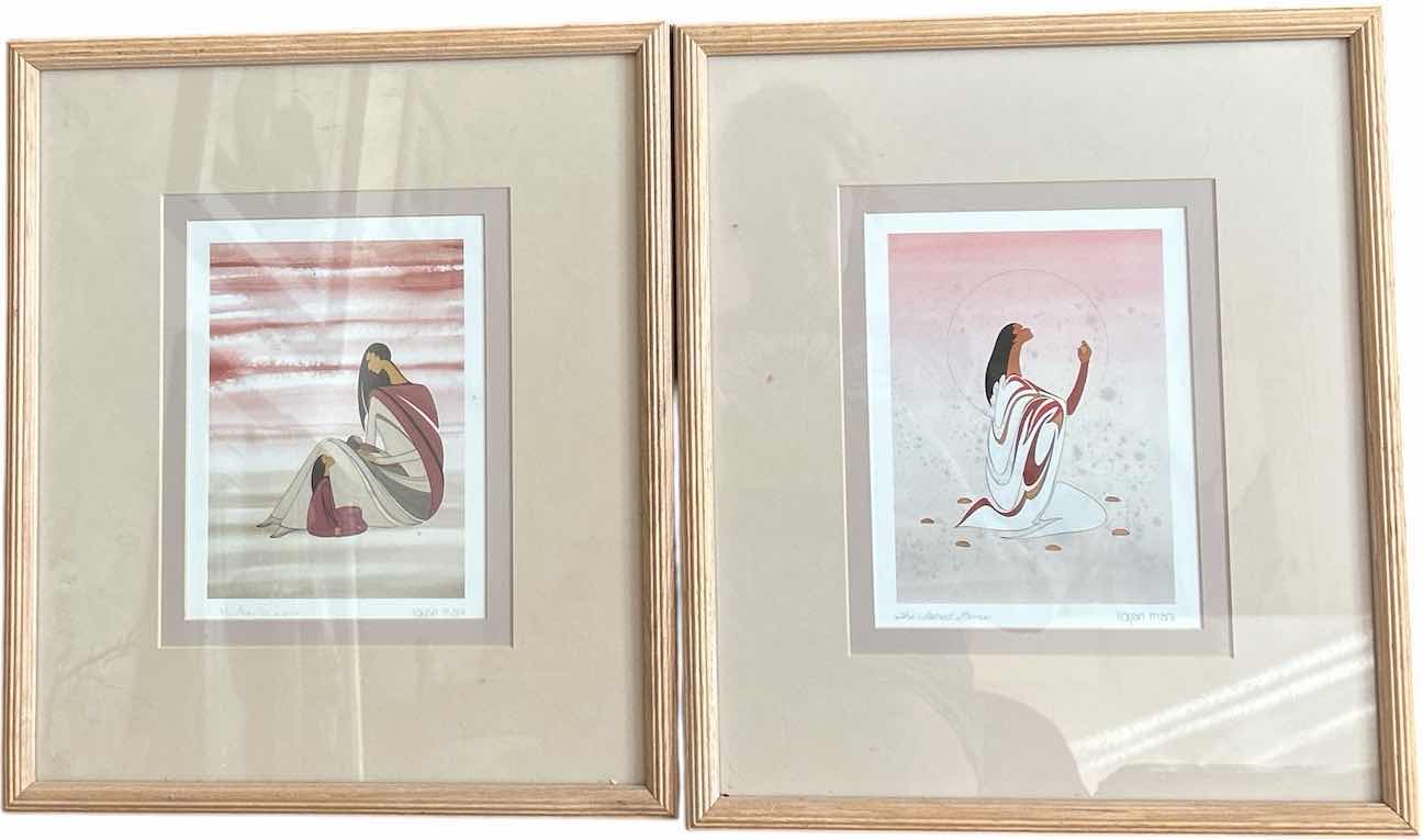 Photo 1 of 2 FRAMED WATERCOLORS “A MOTHERS LOVE, THE SACRED STONES” SIGNED IOYAN MANI ARTWORK 13” x H15 1/4”