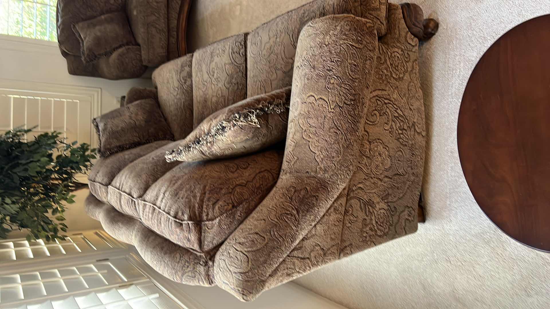 Photo 1 of ASHLEY FURNITURE VICTORIAN STYLE TAPESTRY SOFA W 2-ACCENT PILLOWS 79” x 35” H35”