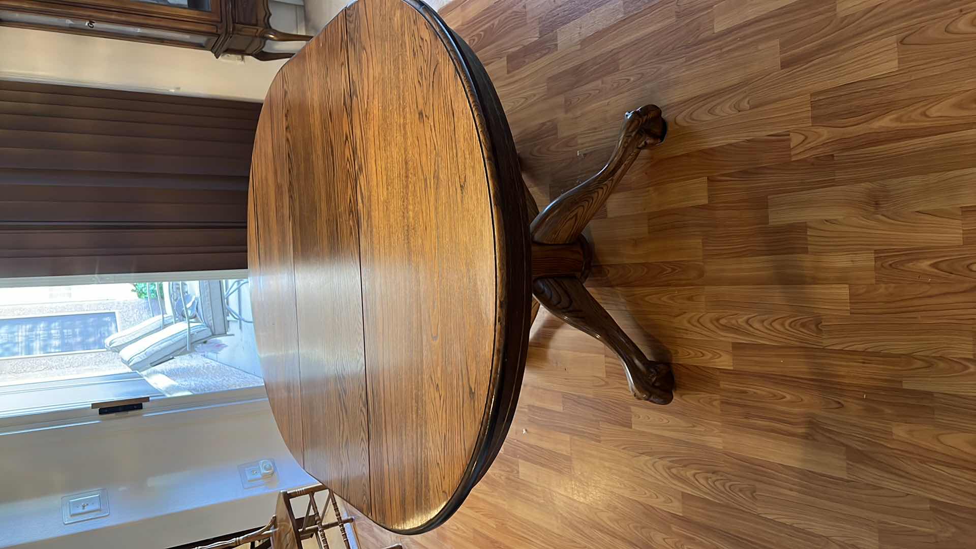 Photo 1 of OAK PEDESTAL DINING TABLE W ONE  INSERT (TOTAL SIZE W INSERT = 59” x 42”) MATCHING CHAIRS SOLD SEPARATELY