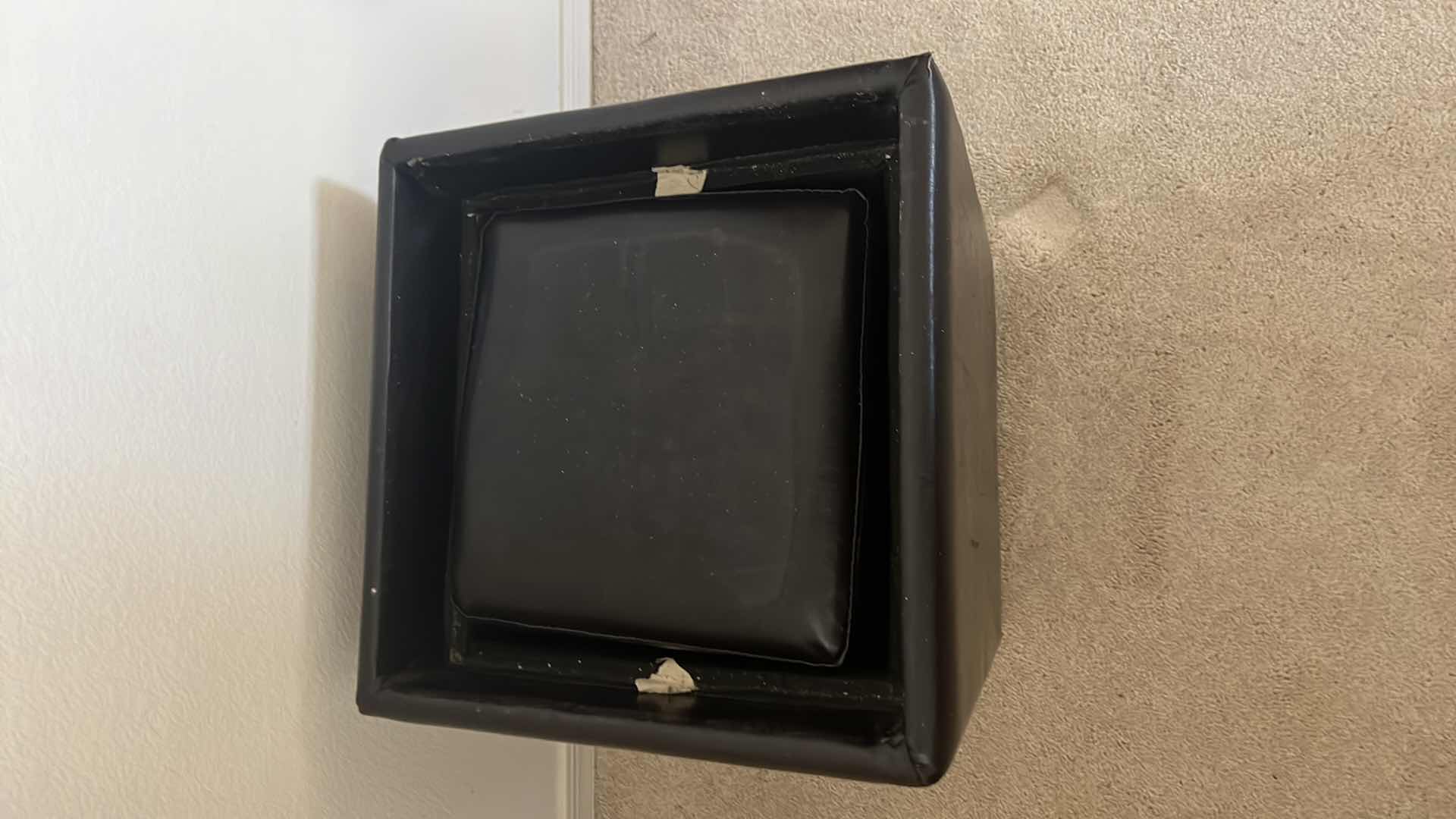 Photo 1 of 2 PCS- BLACK LEATHER STACKABLE OTTOMANS 16” x 16” H16”