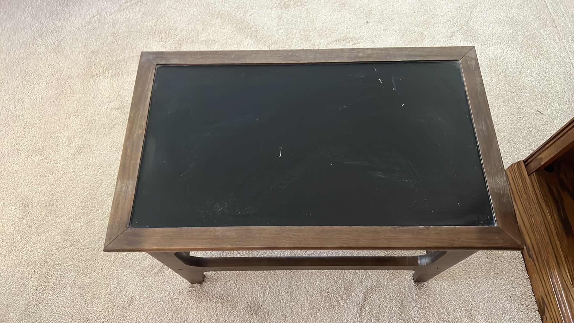 Photo 1 of WALNUT W BLACK TOP BENCH/TABLE 26” x 16” H17”