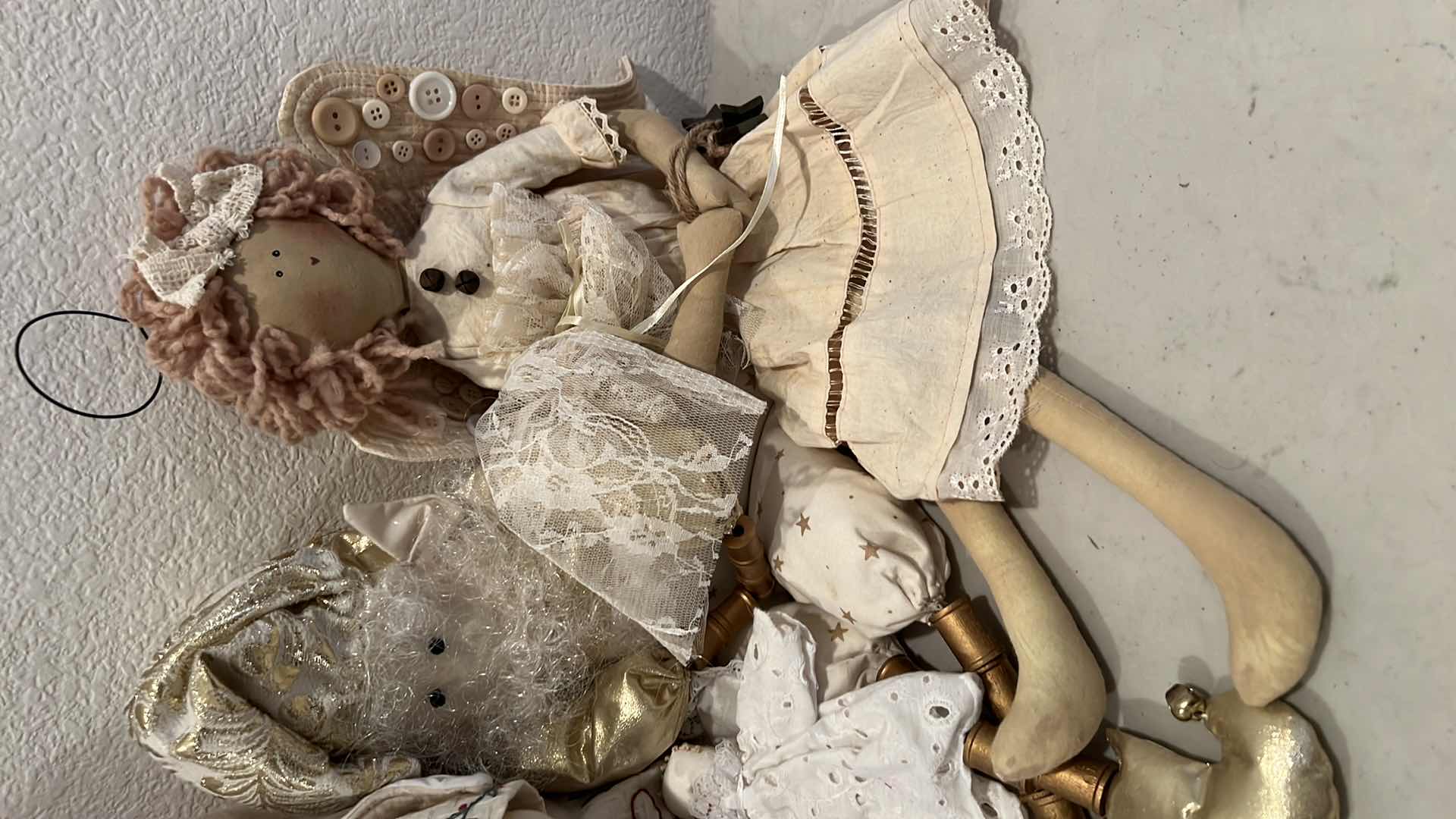 Photo 1 of 4-STUFFED ANGELS W SANTA DOLLS