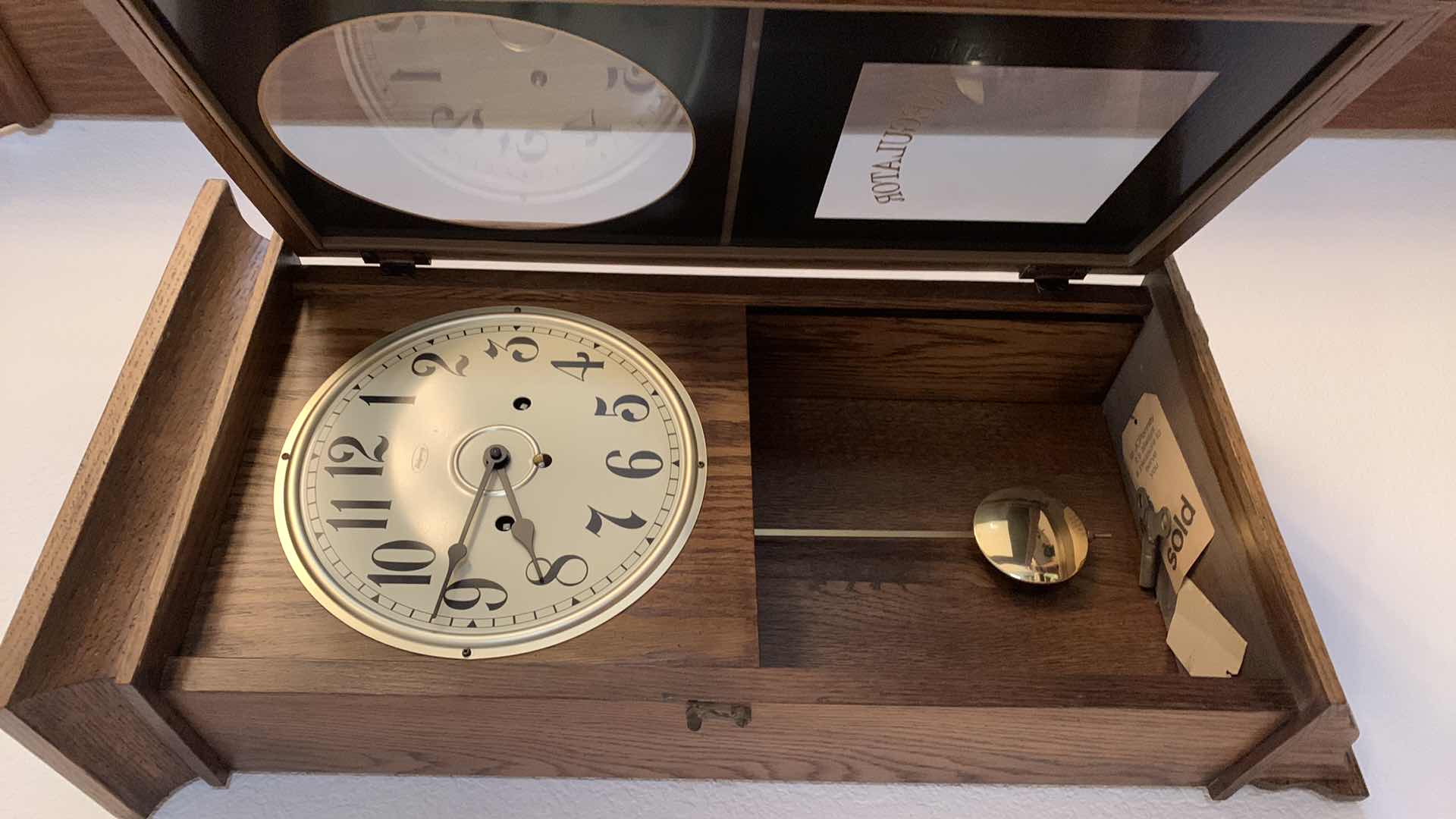 Photo 1 of RIDGEWAY REGULATOR  WALL CLOCK WITH KEY 13” X 6” H 26”