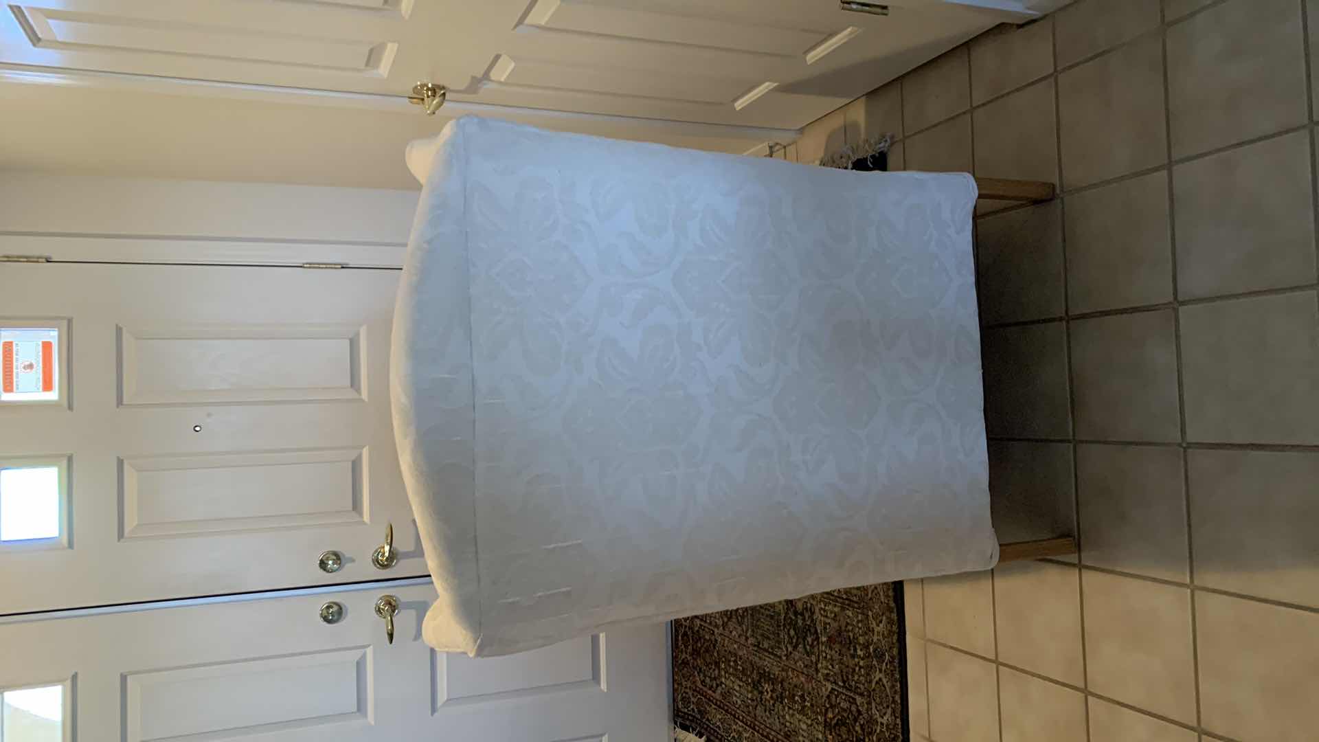 Photo 1 of WHITE FABRIC WINGBACK CHAIR