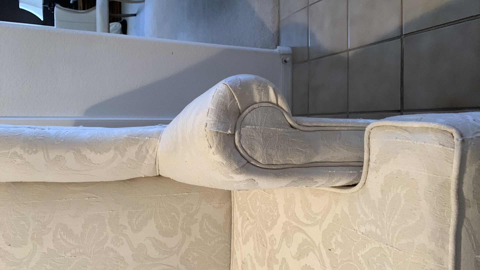 Photo 1 of WHITE FABRIC WINGBACK CHAIR