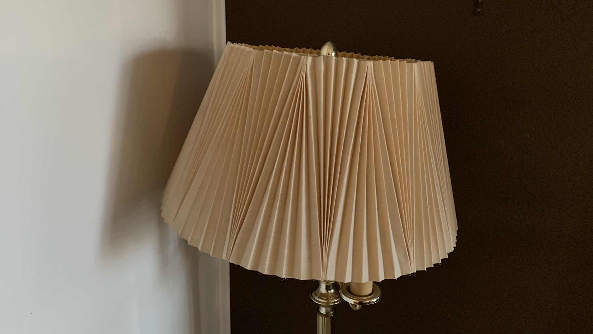 Photo 1 of VINTAGE BRASS CANDELABRA STYLE FLOOR LAMP W PLEATED SHADE  58” X 18”