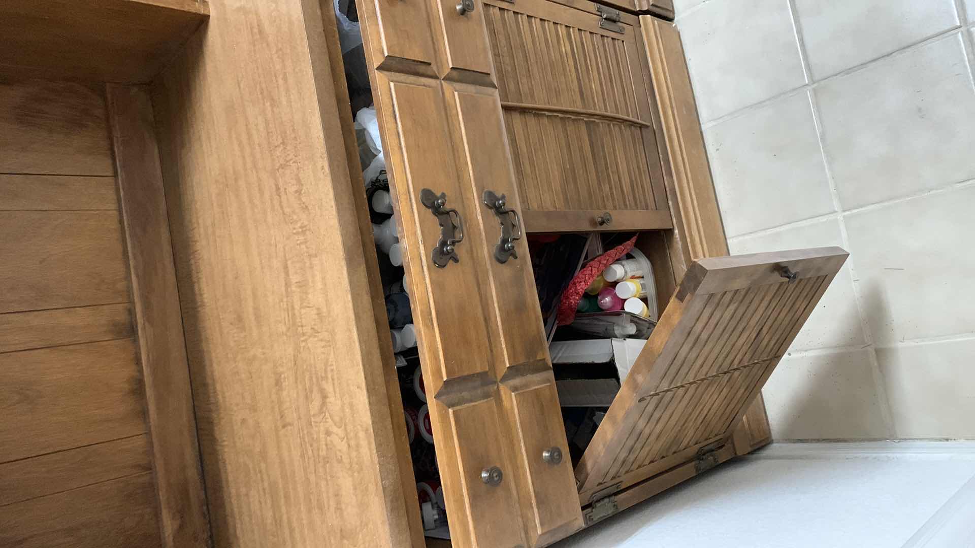 Photo 1 of 2 PC CABINET W BOOKSHELF 29” X 18” H 68” (CONTENTS NOT INCLUDED)